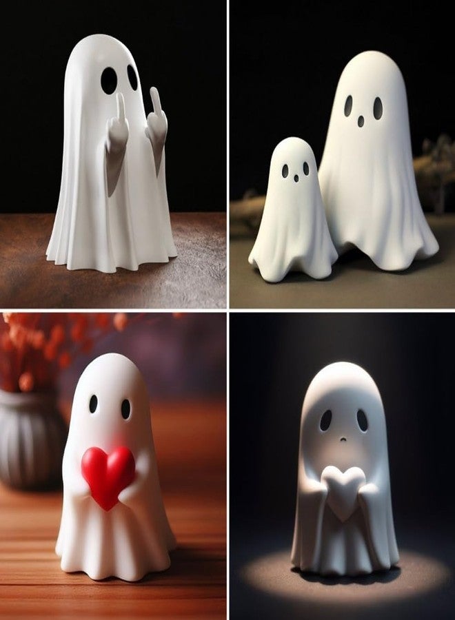 Sanmtang Latest Unfriendly Ghost 3D Printed Middle Finger: Cute Ghosts Statue Small Scary Figurines Halloween Sculpture Statue Farmhouse Tiered Tray Decor Spooky Home Decorations - Image 4
